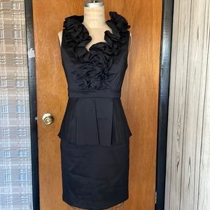 black stretch ruffle neckline sleeveless peplum dress in size 4
